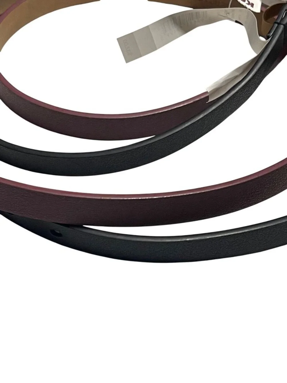 Lauren Conrad Women Faux Leather Belts 2 Pack L 34-38 Dark Red Black Slim Design